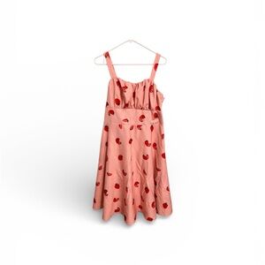 Pink Apple Print Kids Dress